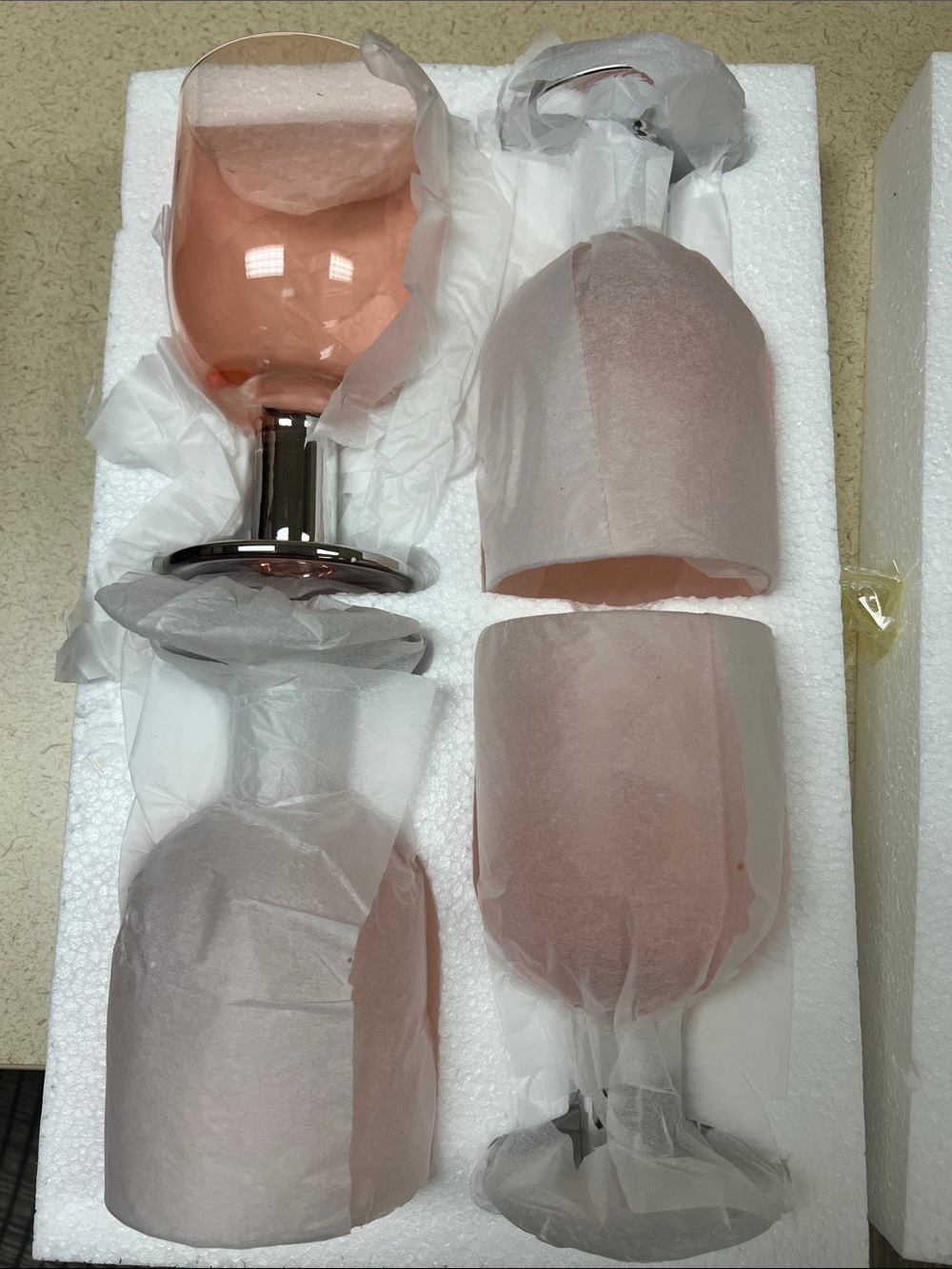 Anthropologie Pink Stemmed Wine Glasses with Silver Bases (Set of 4)
